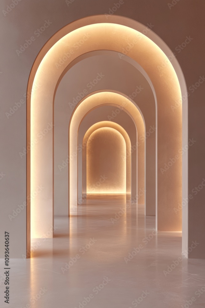 Fototapeta premium Illuminated Archway Corridor with Soft Lighting