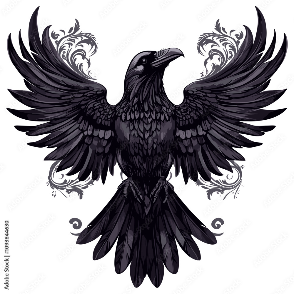 Obraz premium Majestic Raven Emblem with Ornamental Wings