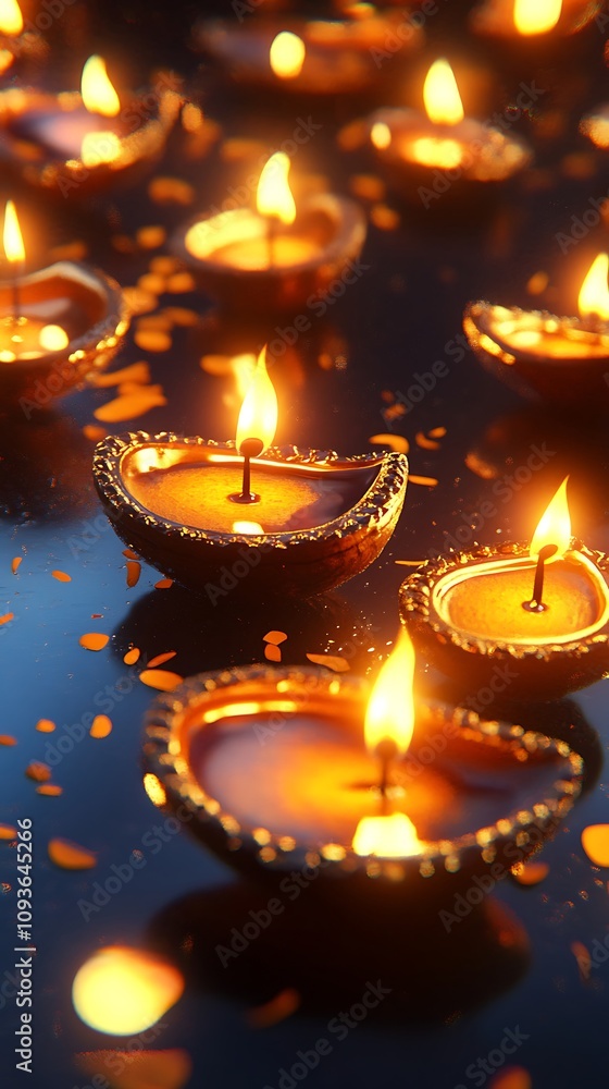Diwali night filled glowing diyas festive ambiance picture Diwali night filled glowing diyas festive ambiance picture