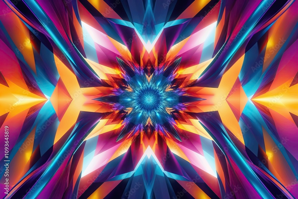 Obraz premium Luminous Geometric Design with Vibrant Patterns and Dynamic Motion