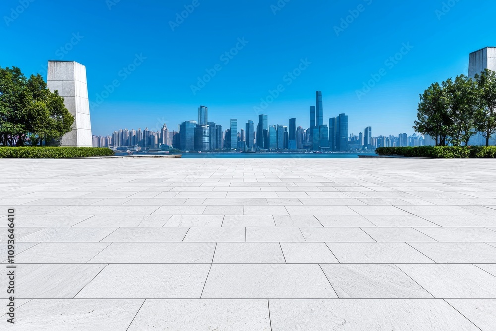 The skyline of Chongqing, China, with a city square and bridge. The skyline of Chongqing, China, with a city square and bridge.
