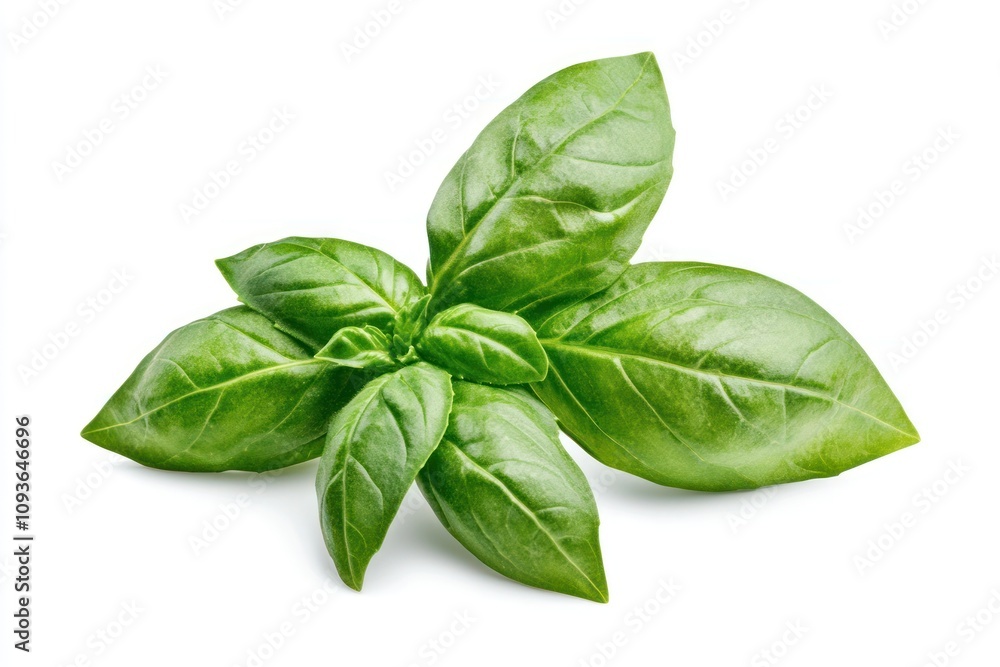 Fresh green basil leaves isolated on white background. Fresh green basil leaves isolated on white background.