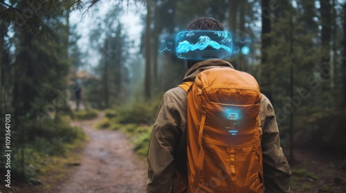 Wallpaper Mural Futuristic hiker in forest Torontodigital.ca