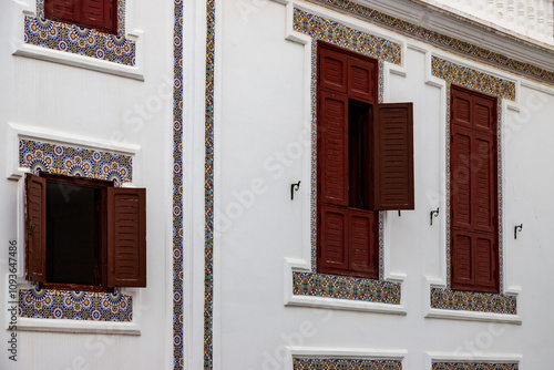 Façade architecture in Tangier, Morocco
