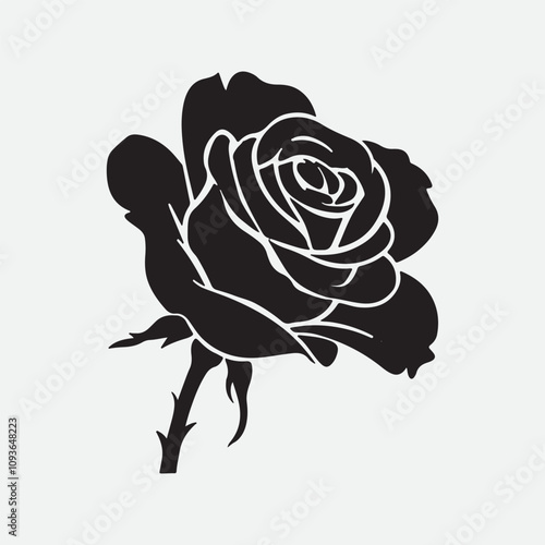 Flower silhouette with black and white colors
