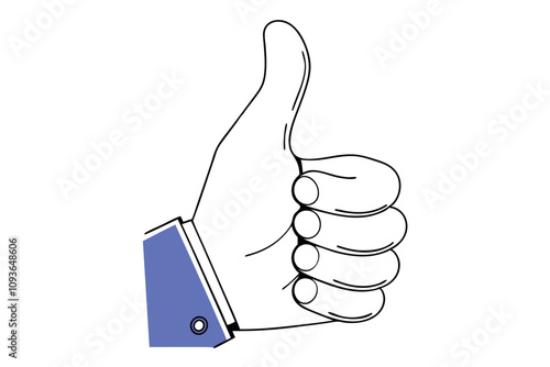 Thumb up hand gesture vector illustration isolated. Symbol of positive feedback, approval or agreement