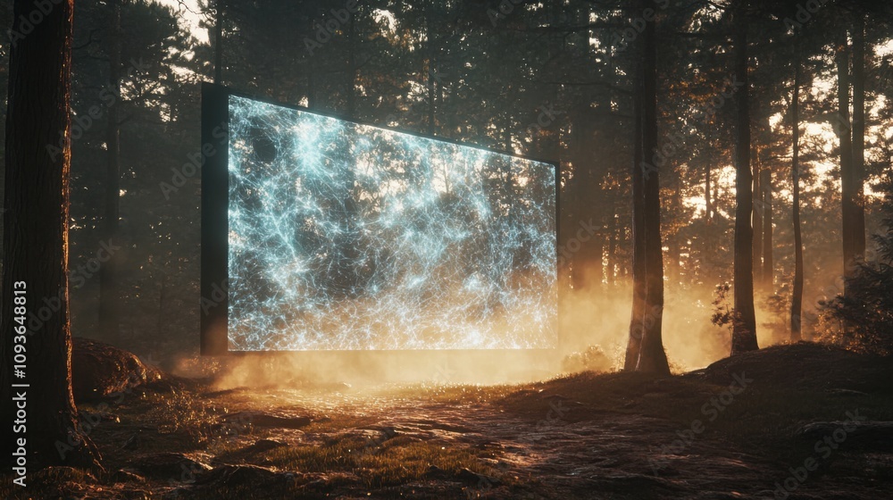Obraz premium Glowing screen in forest