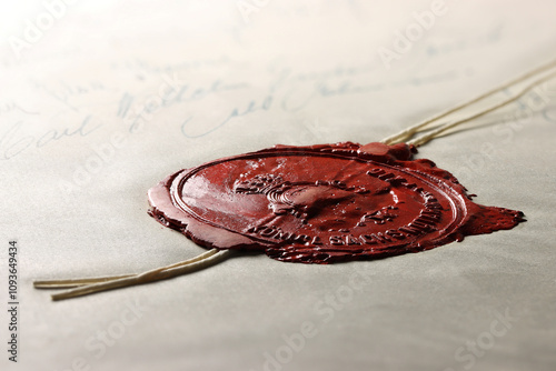 notarial wax seal on old document 