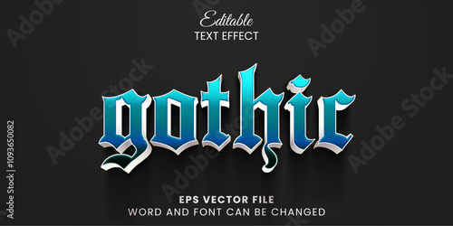 Blue gothic 3d vector text effect