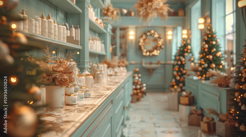 Christmas decorations in beauty salon Christmas decorations in beauty salon