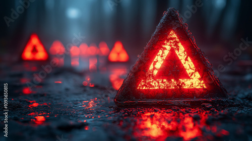 A cracked password field with warning triangles, illustrating the dangers of weak security practices