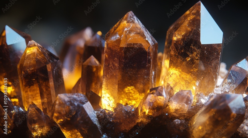 Stunning Cluster of Amber Quartz Crystals Stunning Cluster of Amber Quartz Crystals