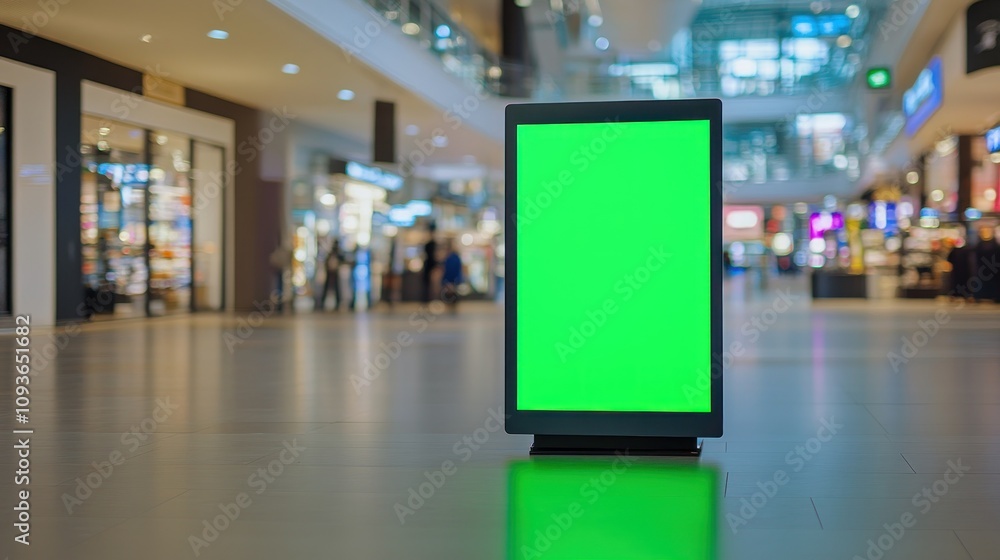 Green Screen Mockup in Modern Shopping Mall Green Screen Mockup in Modern Shopping Mall