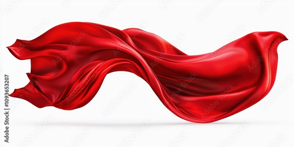 Flowing Red Fabric Draped on a White Background Flowing Red Fabric Draped on a White Background