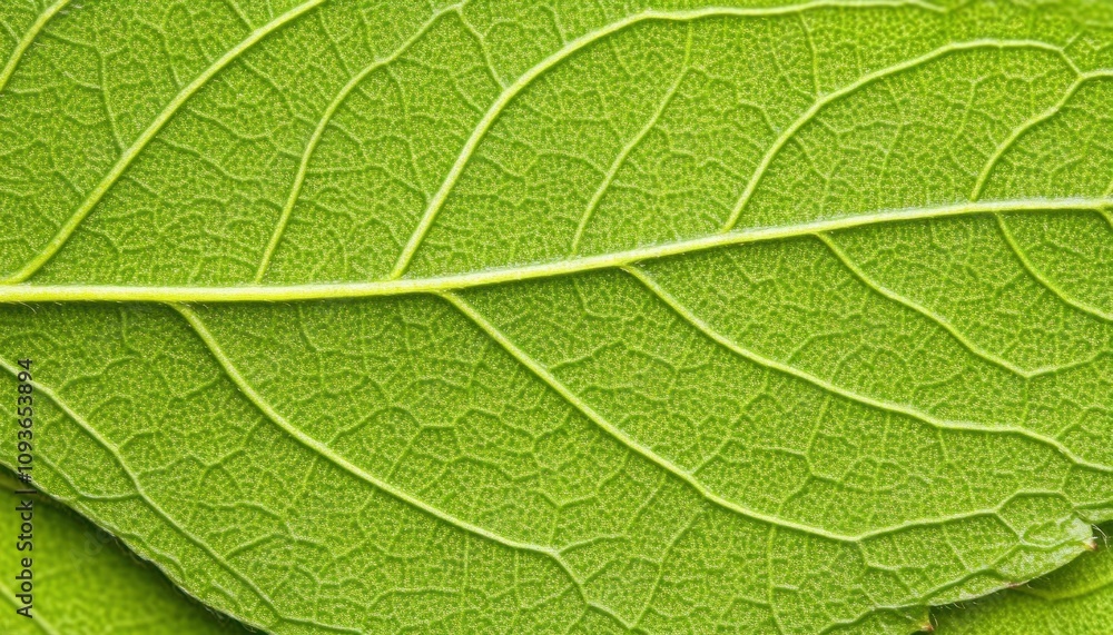 Close-up of a Green Leaf with Visible Veins and Texture