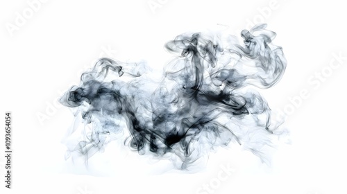 Elegant swirls of black smoke on a white background