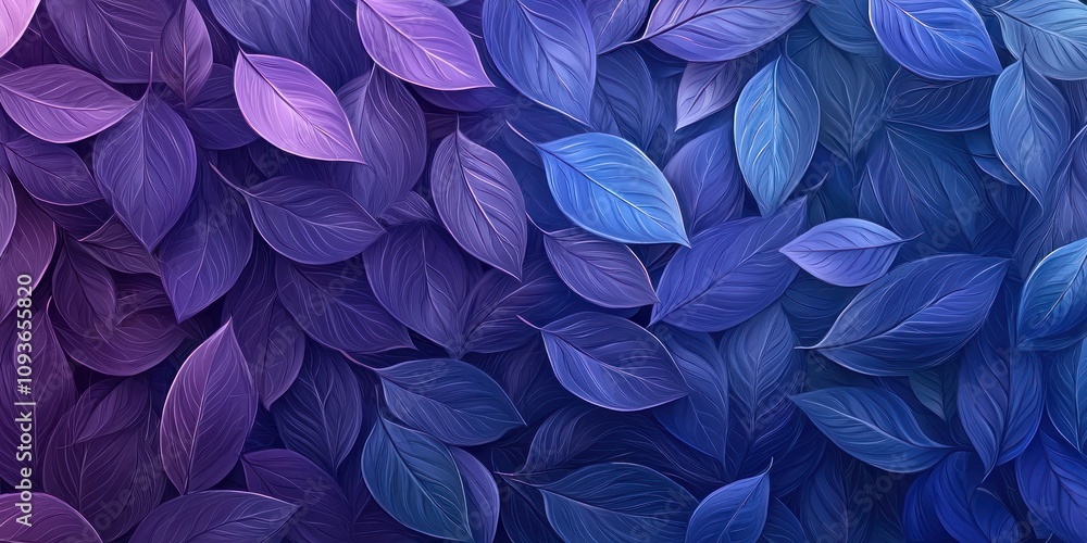 Abstract Purple and Blue Gradient of Overlapping Leaves Abstract Purple and Blue Gradient of Overlapping Leaves