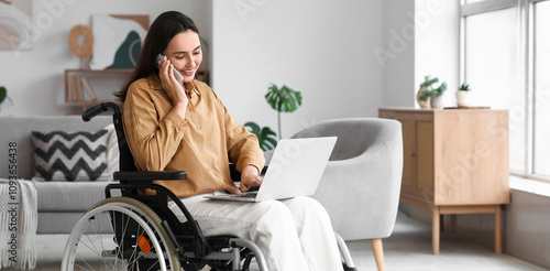 Young woman in wheelchair a...