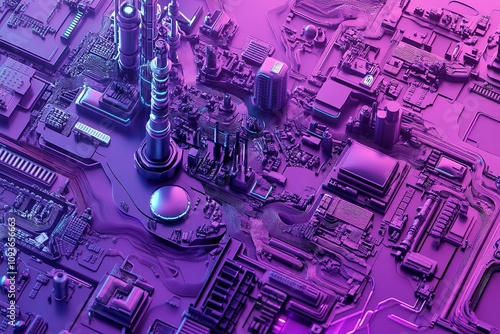 Africa Industrialization Day Silver & Neon Purple Theme with High-Tech Factories & Robotics Across Africa photo