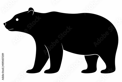 Bear standing silhouette vector. Bear silhouette vector illustration on white background