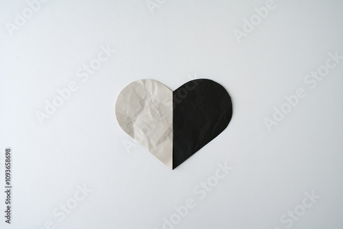 Paper heart on white background