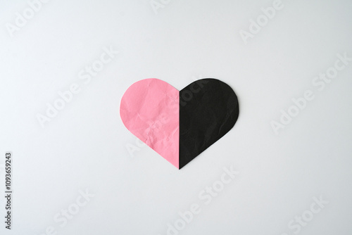 Paper heart on white background