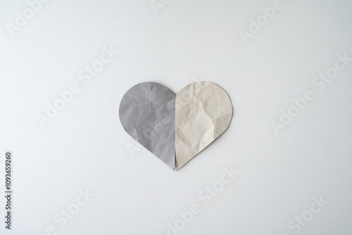 Paper heart on white background