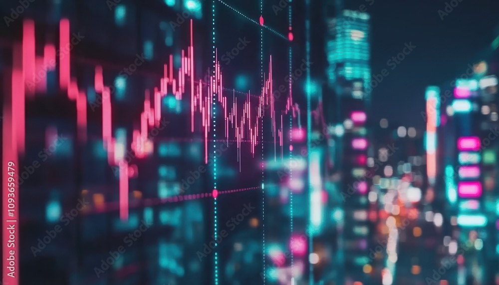 Abstract Stock Market Graph with Blurry City Lights in Background Abstract Stock Market Graph with Blurry City Lights in Background