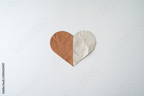 Paper heart on white background