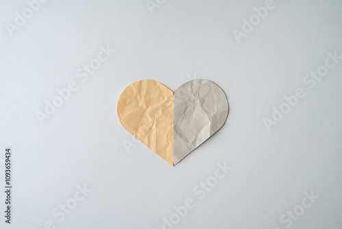 Paper heart on white background