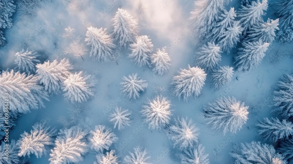 Aerial View of a Snow-Covered Winter Forest Aerial View of a Snow-Covered Winter Forest