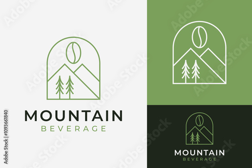 Mountain Coffee Tree Emblem Badge Logo Design Branding Template