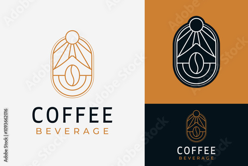 Mountain Coffee Sun Emblem Badge Logo Design Branding Template