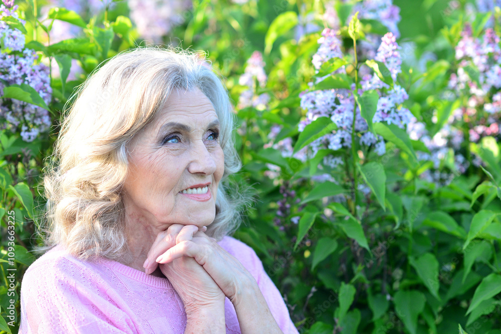Portrait of a beautiful elderly woman in the park Portrait of a beautiful elderly woman in the park