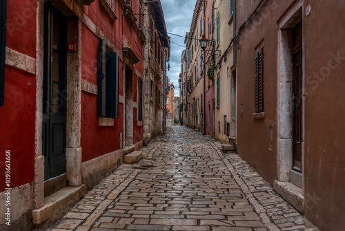 Beautifully landscaped streets and small squares in Rovinj, Istria, Croatia