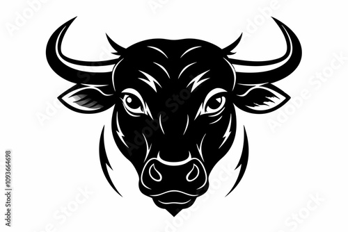 A cow head silhouette vector illustration. Ox head silhouette illustration Pro Vector. Bull Silhouette Vector and Icon Concept
