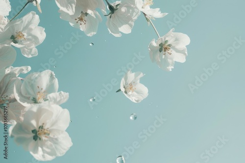 Spring apple blossoms with dew minimalist chestup photo v6 photo