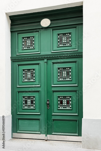 View of building with green...