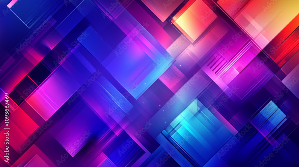 Bright neon geometric shapes with fragmented pixel breaks and a flickering light effect Bright neon geometric shapes with fragmented pixel breaks and a flickering light effect