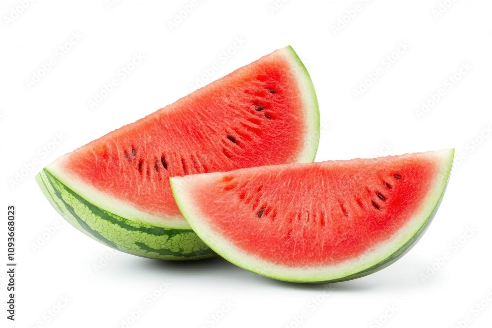 Two slices of ripe watermelon isolated on a white background. Two slices of ripe watermelon isolated on a white background.