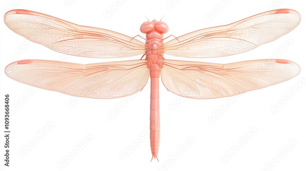 Pink dragonfly with transparent wings isolated on white background. Pink dragonfly with transparent wings isolated on white background.