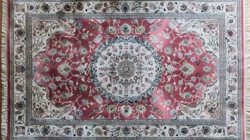 design of pink Persian rug with white accents