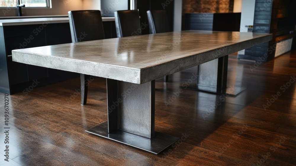 Modern Concrete Dining Table with Metal Legs Modern Concrete Dining Table with Metal Legs