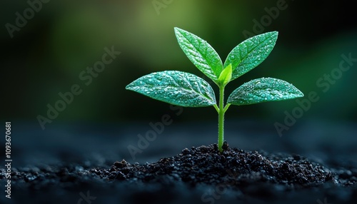 A Tiny Green Sprout Emerging from Dark Soil