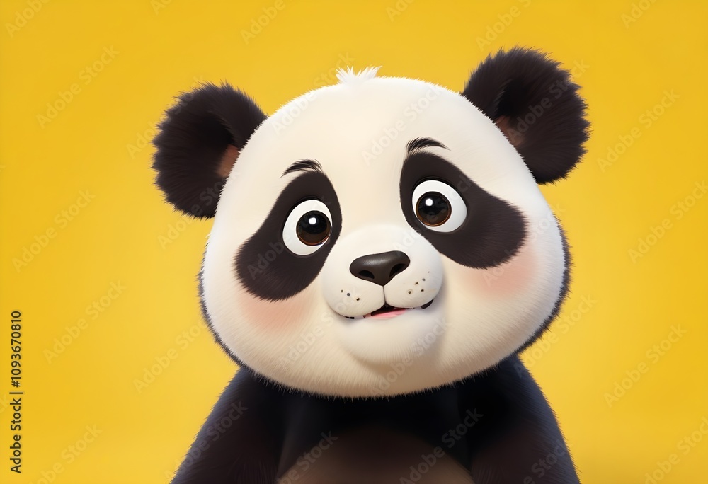 a cartoon panda bear with a yellow background a cartoon panda bear with a yellow background