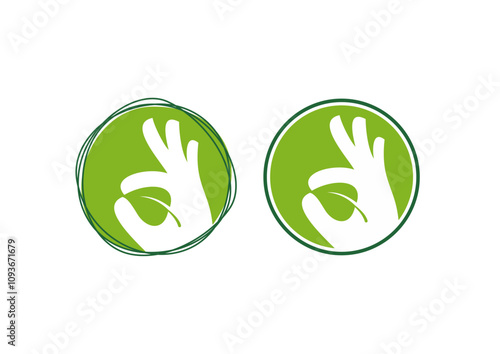 Tapety artystyczne Hand leaf logo icon