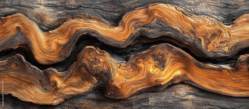 Obraz premium Abstract Wood Grain Pattern with Wavy Lines and Dark and Light Tones