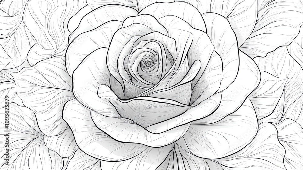 Elegant Rose Sketch Set of Flowers - Black and White Line Art Vector Illustration Elegant Rose Sketch Set of Flowers - Black and White Line Art Vector Illustration