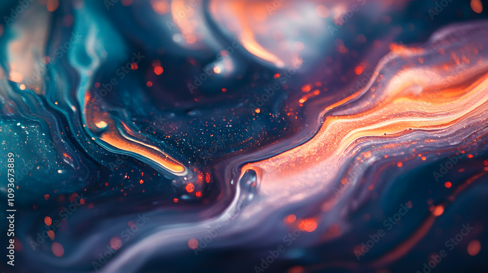 A dynamic painting with metallic textures and shimmering light reflections. A dynamic painting with metallic textures and shimmering light reflections.