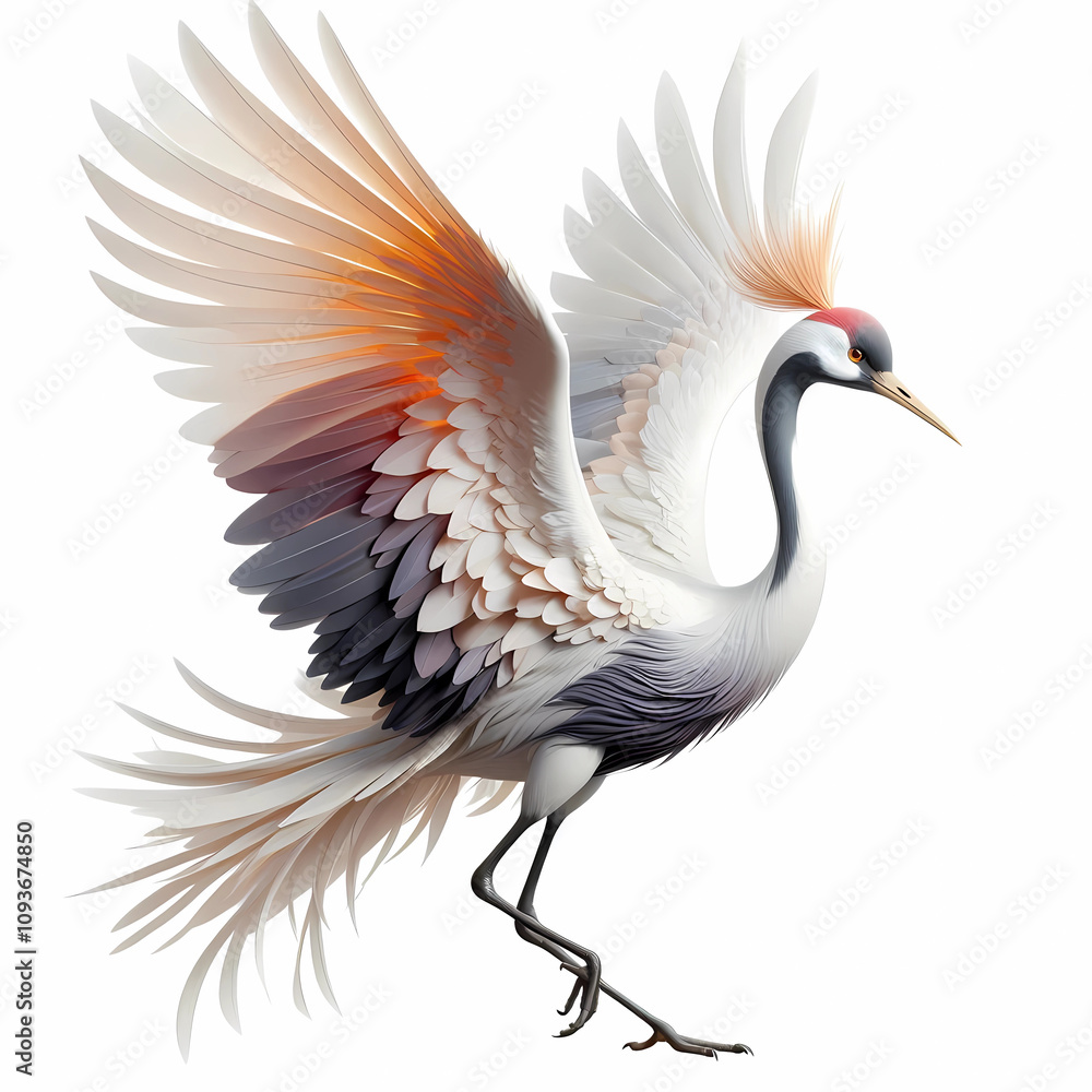 image of elegant crane bird image on white background image of elegant crane bird image on white background